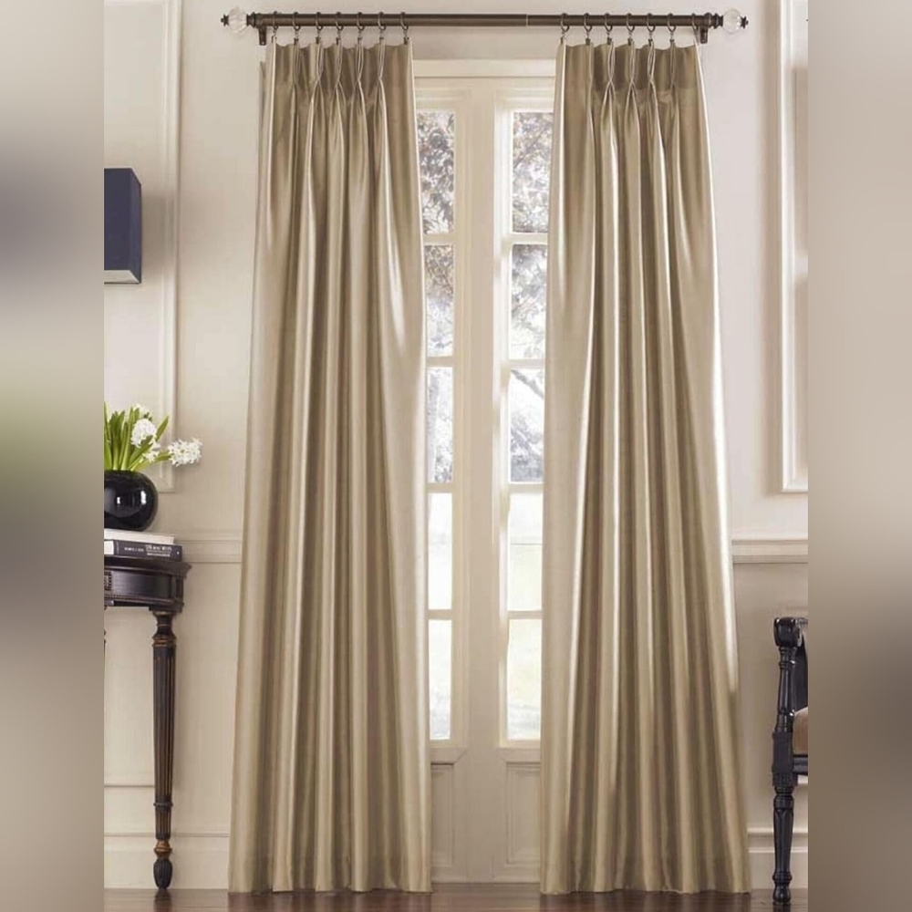 Curtainworks Marquee Faux Silk Pinch Pleat Curtain Panel (1) Sand